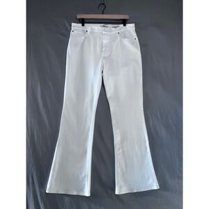 7 For All Mankind Tailorless Dojo White Flare Jeans Crystal Pockets Size 32 NWT